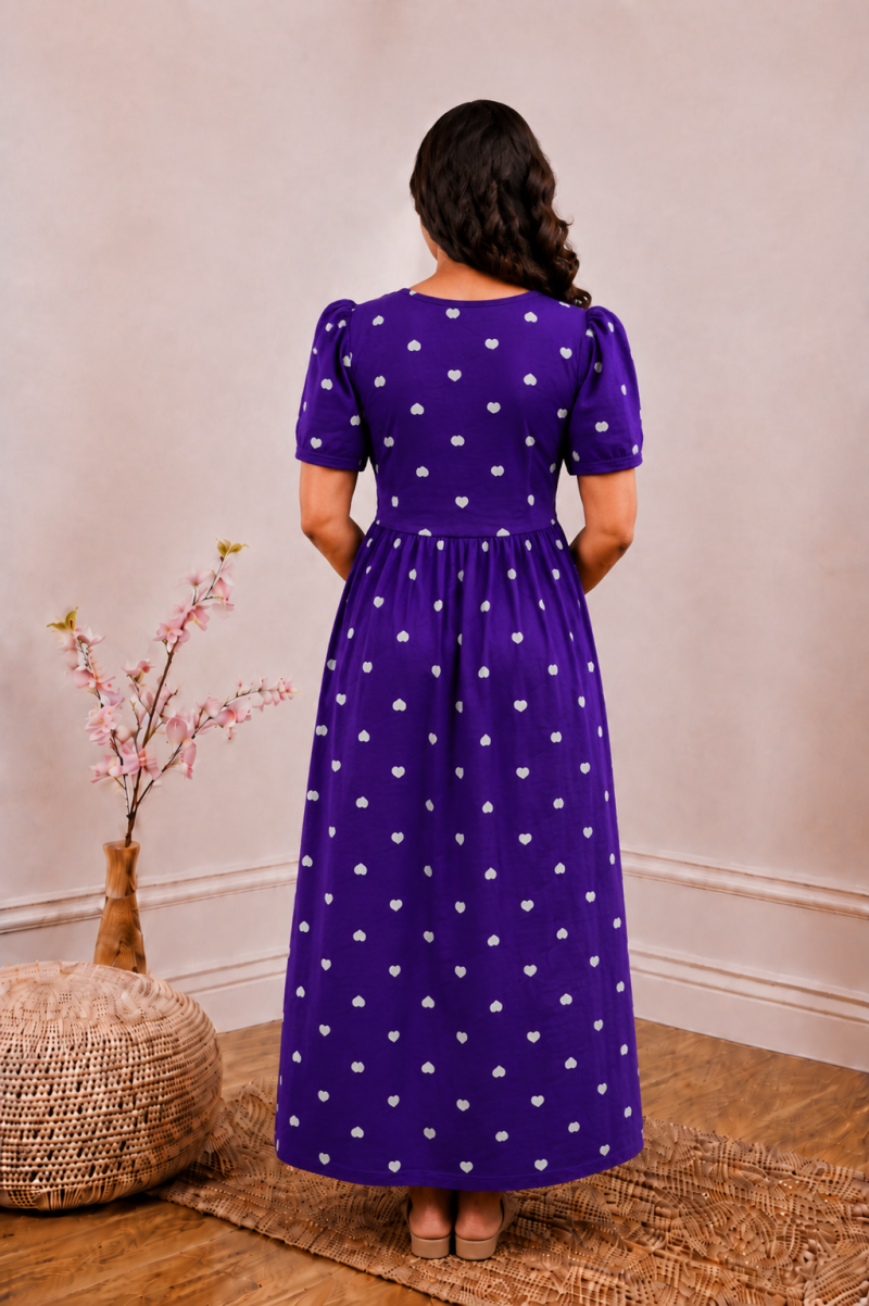Women’s Purple Heart Print Maternity Maxi Dress alternate view